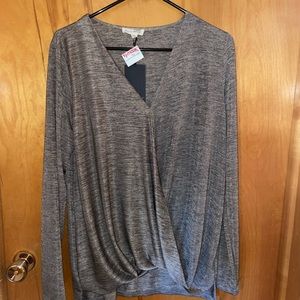 Brown/black twisted front dress top